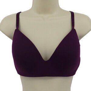 Victorias Secret 36D Bra T Shirt Lightly Lined Solid Purple Wireless Padded